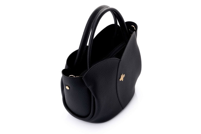 Lucky Bees Arden - Bolsa de Hombro Negra de Cuero de Polivinilo para Mujer, Elegante y Versátil